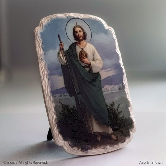 Saint Jude Thaddeus Resin Plaque 7.5" x 5" Stand-Alone Catholic Home Decorative Figurine