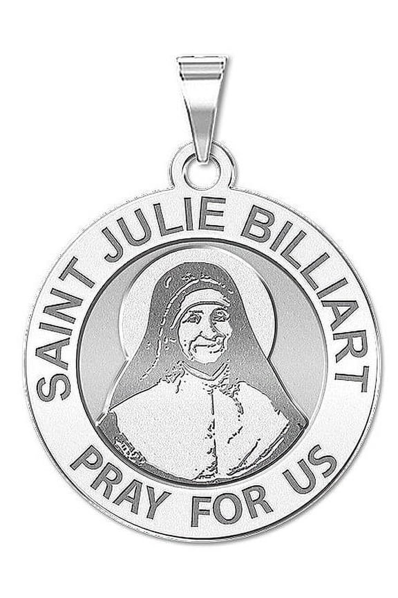 Saint Julie Billiart Religious Medal - 1 Inch Size of a Quarter -Solid 14K White Gold