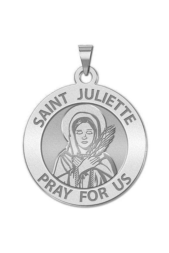 Saint Juliette Religious Medal - 1 Inch Size of a Quarter -Solid 14K White Gold