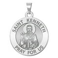 thumbnail image 1 of Saint Kenneth Religious Medal -  - 1 Inch Size of a Quarter -Solid 14K White Gold, 1 of 1