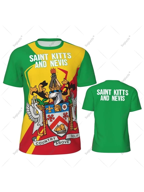 Saint Kitts And Nevis Flag Men Sports T-shirt Women Tees jersey for Soccer Football Running Bike Tennis Fitness Fans