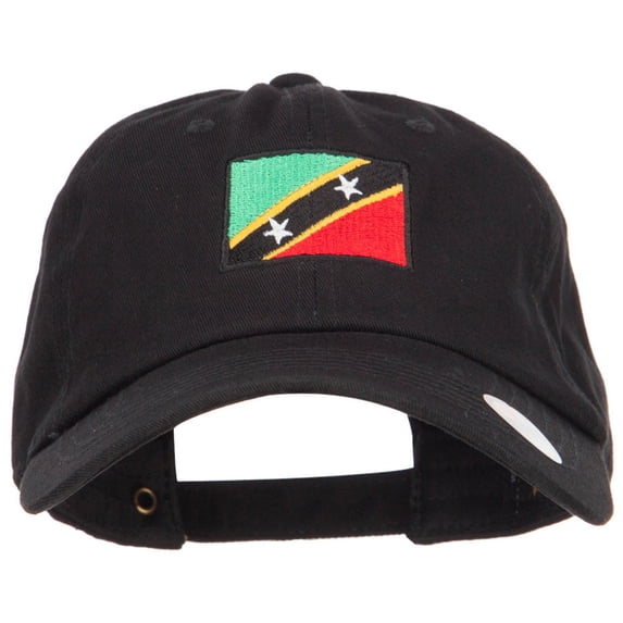 Saint Kitts Flag Embroidered Washed Cap - Black OSFM