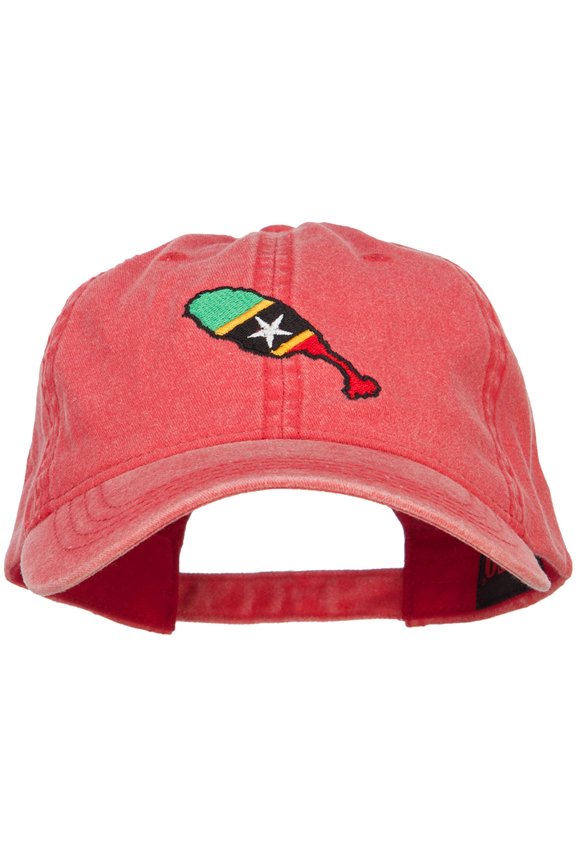 Saint Kitts and Nevis Map Flag Embroidered Washed Cap - Red OSFM