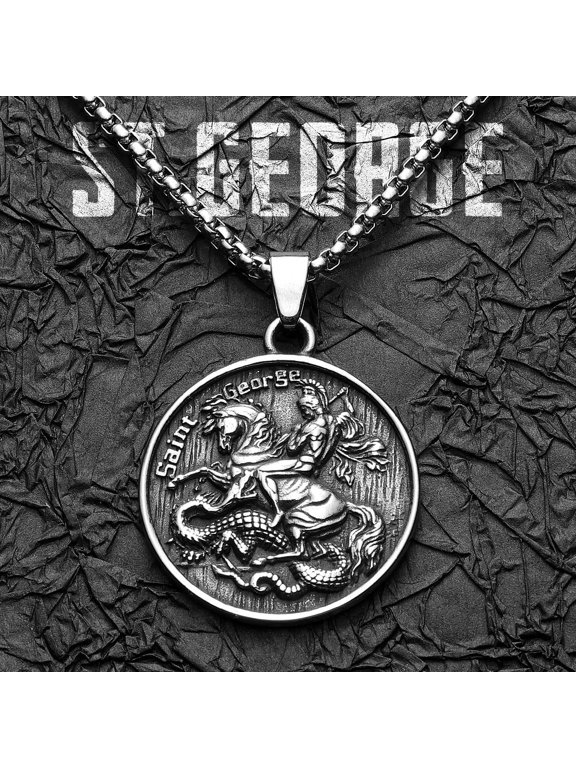 Saint Knight Amulet Faith Necklace,Holy Warrior Titanium Necklace