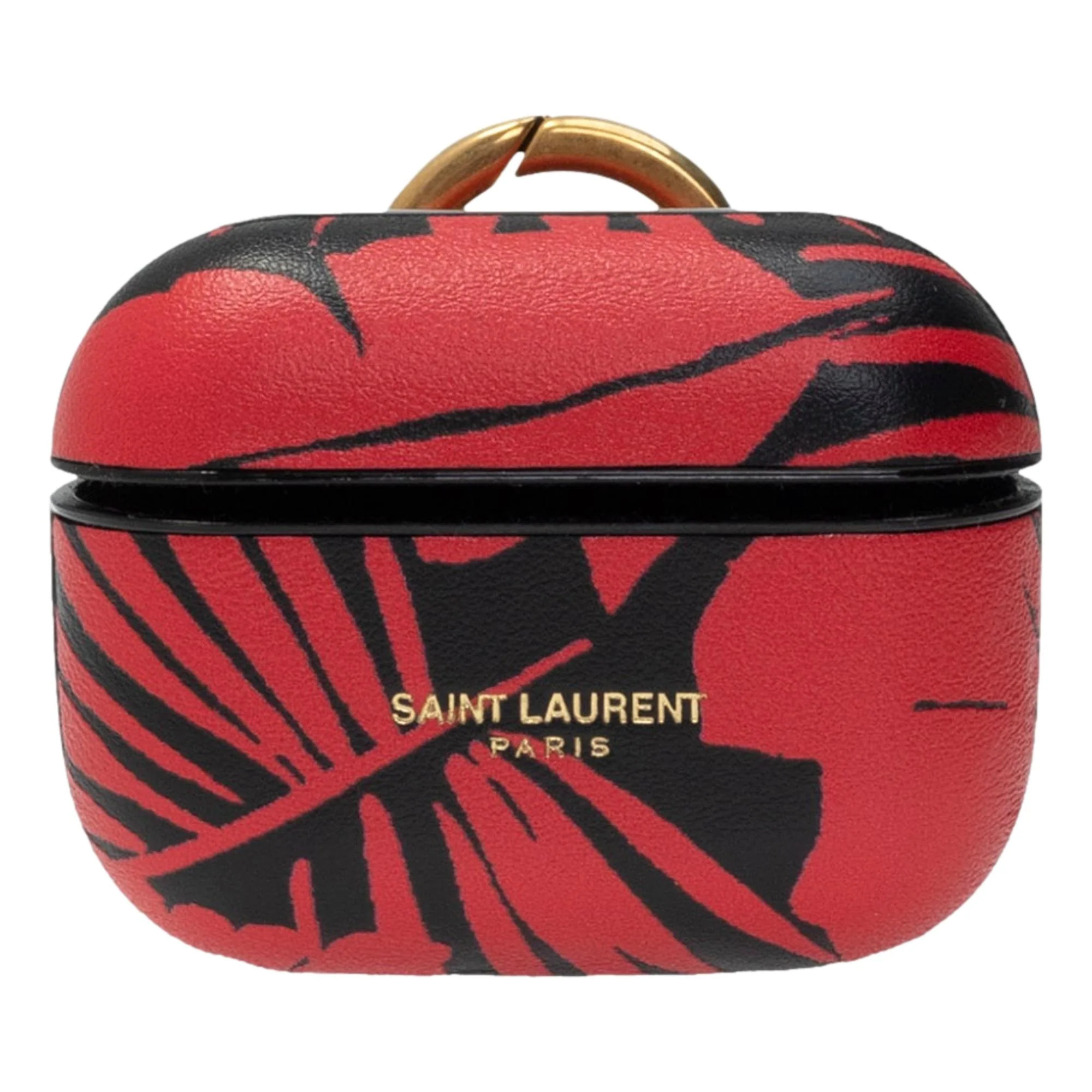 (YSL)SAINT LAURENT Air Pods Proケース Saint Laurent Abstract Print Black and Red Leather Airpods