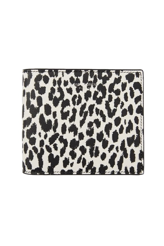 BabyCat Leopard Print Black and White Leather Bifold Wallet