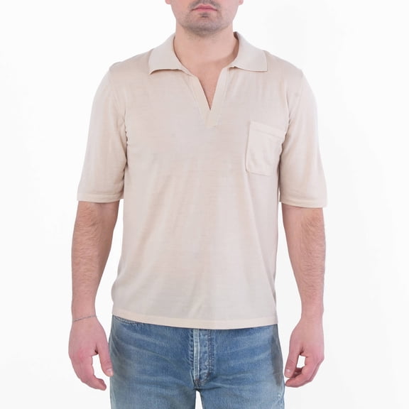 Saint Laurent Cassandre Polo Wool Shirt, Size Large