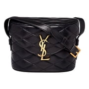 Saint Laurent June Quilted Leather Crossbody Bag in Black with Gold Hardware