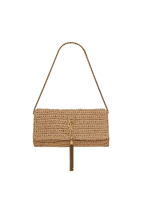 Kate 99 YSL Beige Raffia Woven Crossbody with Tassel NEW