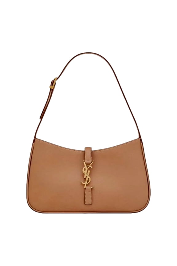 Le 5 7 Small Beige Leather YSL Hobo Shoulder Bag Gold Logo