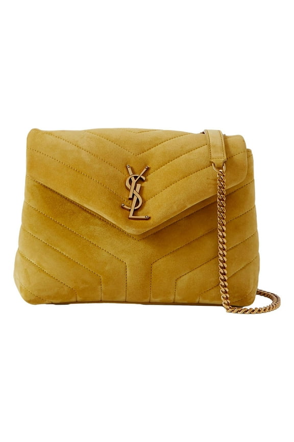 Loulou Monogram Chartreuse Suede Medium Shoulder Bag
