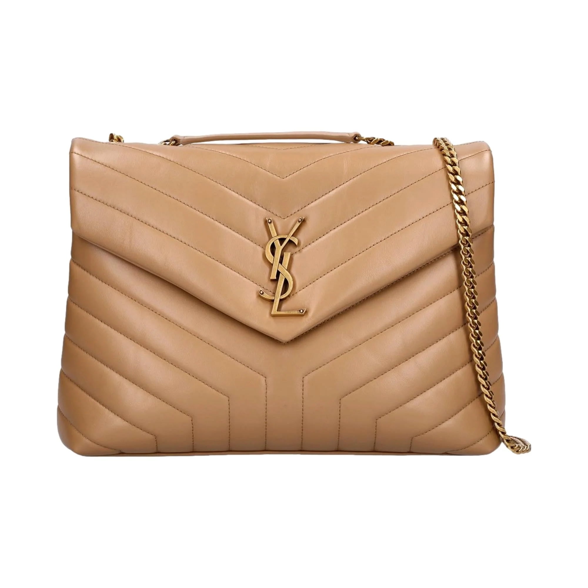 Saint Laurent Loulou Monogram Tan Quilted Leather Medium Shoulder Bag Walmart