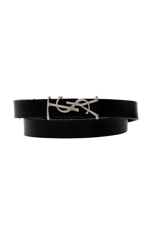 Monogram Black Leather Bracelet