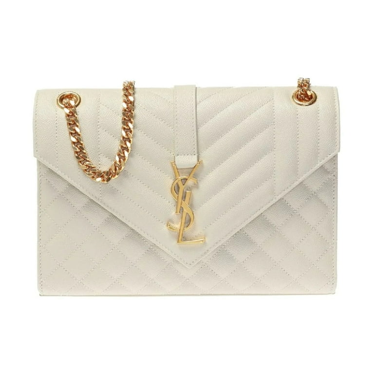 Saint Laurent Monogram Envelope Cream Grain de Poudre Leather Bag 600185