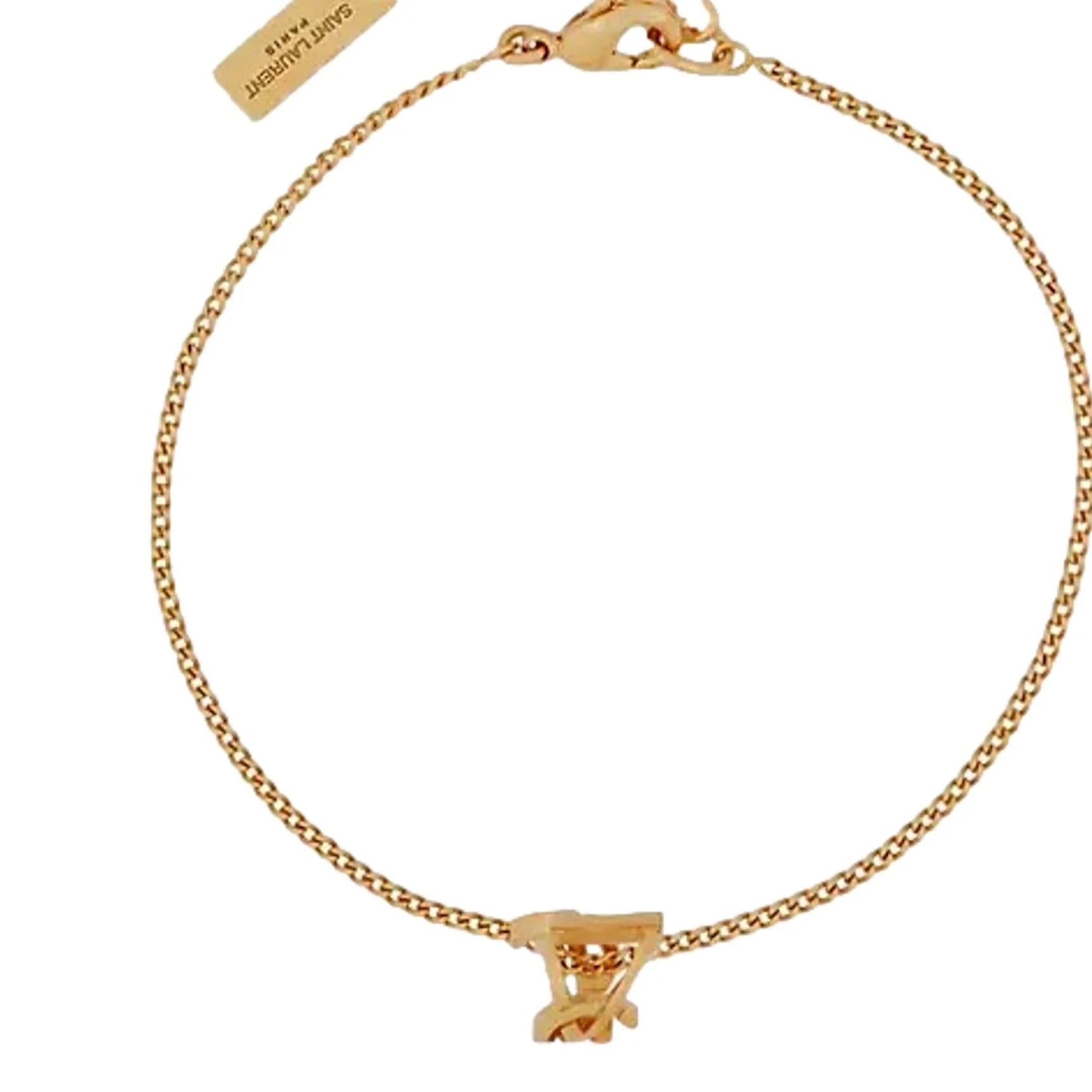 Saint laurent gold logo chain bracelet discount
