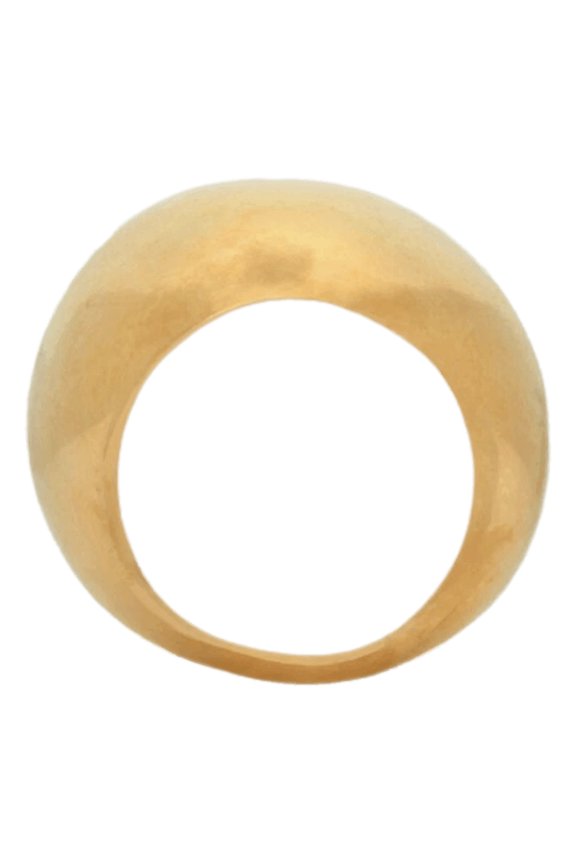 Oversized Egg Ring Polished Gold Tone Metal Size 5