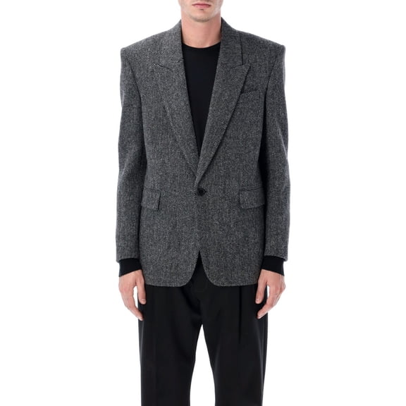 Saint Laurent Oversized Herringbone Wool Single Jacket (Men's)