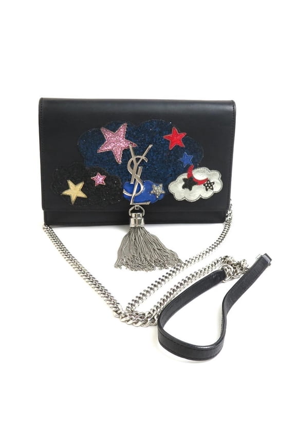 Pre-Owned Saint Laurent SAINT LAURENT Chain Wallet Leather Black x Multicolor Women's... (Good)