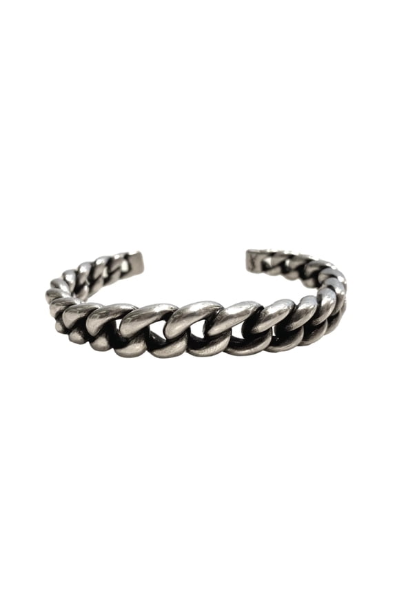 Silver Gunmetal Chain Link Cuff Bracelet