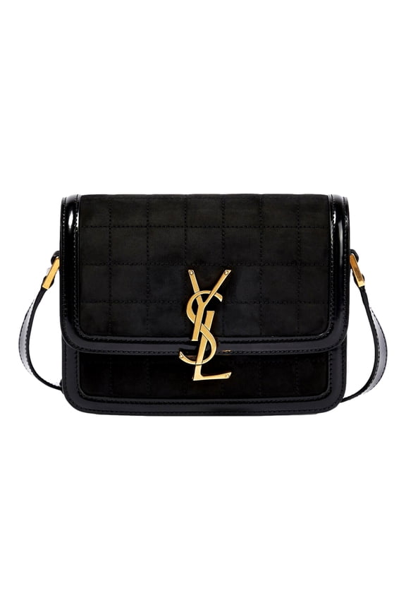 Solferino Leather Black Quilted Suede Shoulder Bag