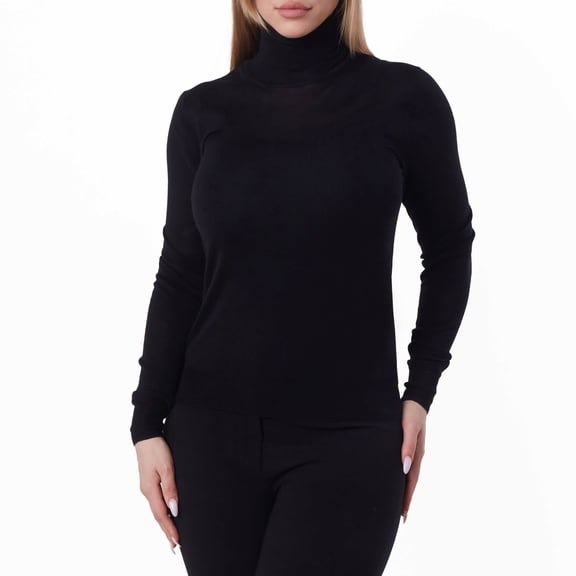 Saint Laurent Womens Black Turtleneck Wool Pullover, Size Large