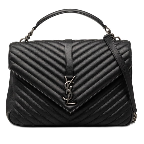 Pre-Owned Saint Laurent YSL Logo V-Stitch Handbag, Top Handle Shoulder Bag, 2-Way, 487212,...
