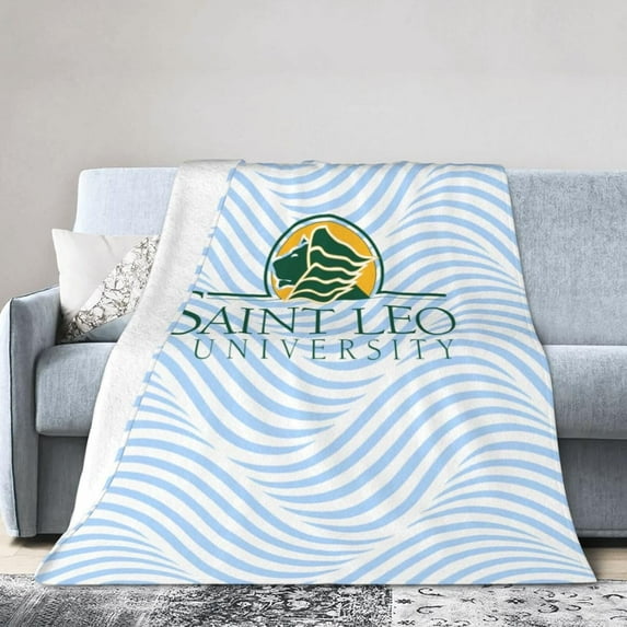 Saint Leo University Logo Fleece Blanket, Very Soft Microfiber Flannel Blanket for Couch Warm and Cozy for All Seasons