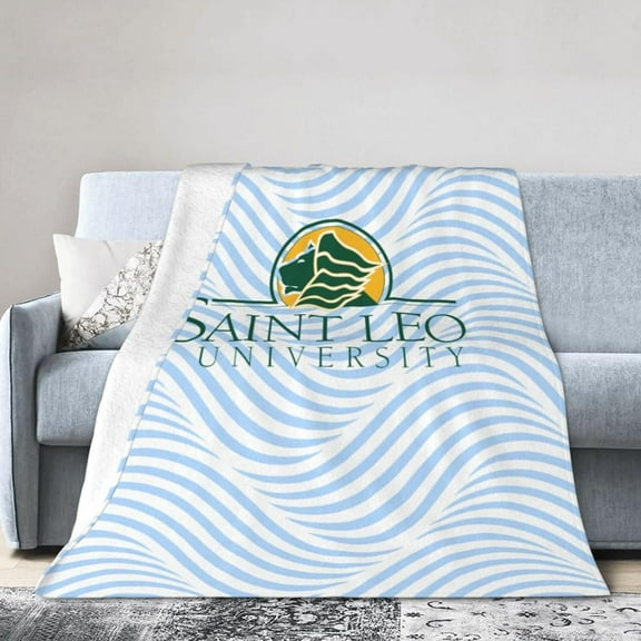 Saint Leo University Logo Fleece Blanket, Very Soft Microfiber Flannel Blanket for Couch Warm and Cozy for All Seasons