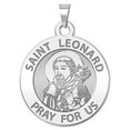 thumbnail image 1 of Saint Leonard Religious Medal  - 3/4 Inch Size of a Quarter in Solid 14K White Gold, 1 of 1