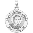 thumbnail image 1 of Saint Leonie Aviat Religious Medal  - 2/3 Inch Size of Dime, Solid 14K White Gold, 1 of 2