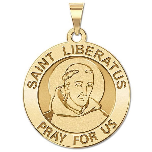 Saint Liberatus Religious Medal - 2/3 Inch Size of Dime, Solid 14K Yellow Gold