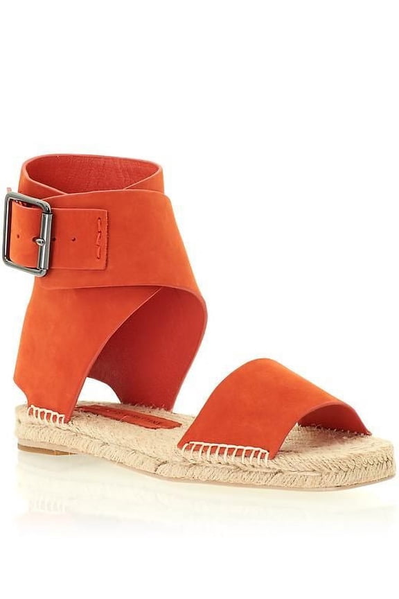 Marbella Paprika Nubuck Leather Flat Ankle Cuff Jute Sandal (6)