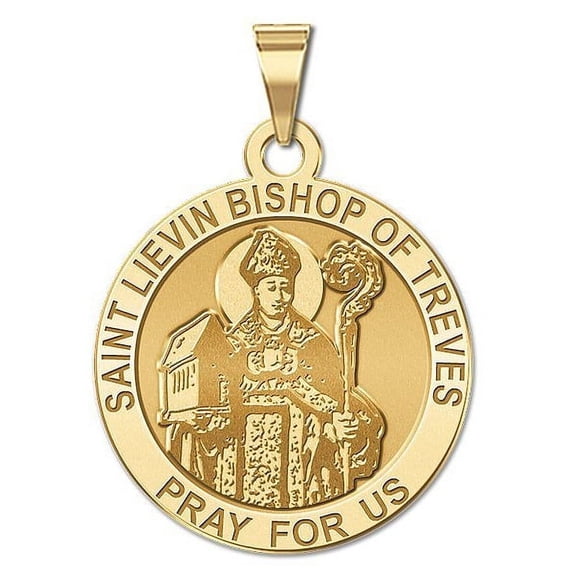 Saint Lieven Religious Medal - 1 Inch Size of a Quarter in Solid 14K Yellow Gold