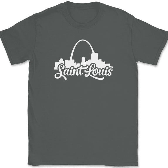 Saint Louis Cityscape T-Shirt Missouri Home Local City Graphic Tee - Charcoal, S