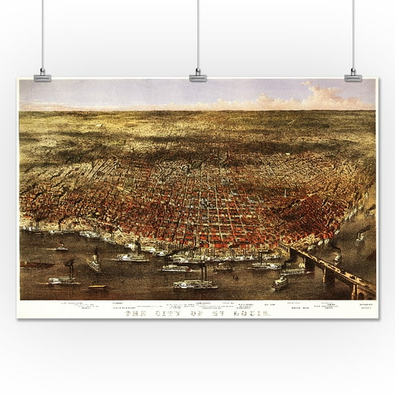 Saint Louis, Missouri - Panoramic Map (24x36 Giclee Gallery Print, Wall Decor Travel Poster)