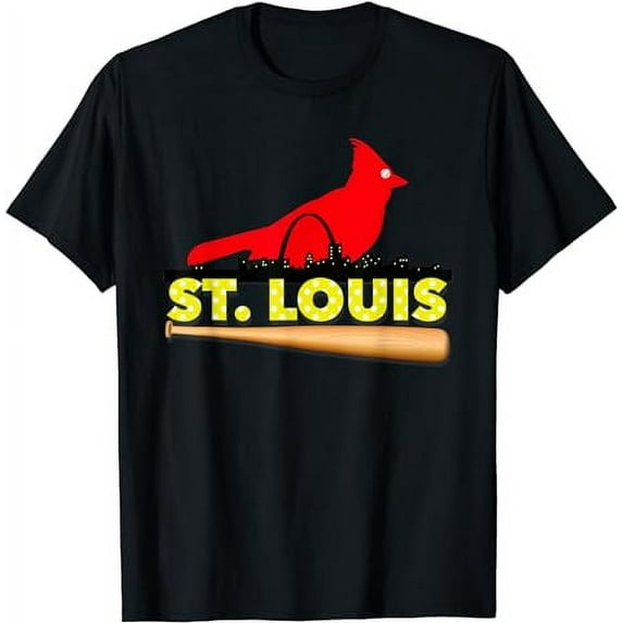 Saint Louis Red Cardinal Tshirt Eye Bird Ball and Skyline
