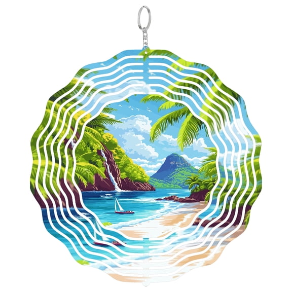 Saint Lucia Caribbean Pitons 3D Wind Spinner Kinetic Hanging Ornament Outdoor Garden Decor Tropical Island Gift