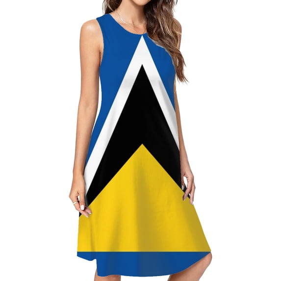 Saint Lucia Flag Dress Loose Women'S Dress Beach Dresses With Pockets Dresses For Womens