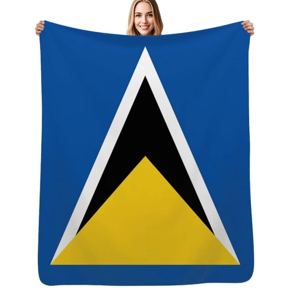 Saint Lucia Flag Flannel Blanket Warm Soft Bedding Throws Winter Camping Chair Sofa Bed
