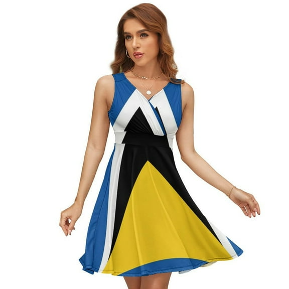 Saint Lucia Flag Sundress Sleeveless Dress Summer Women Clothes Dress for Women Dresses