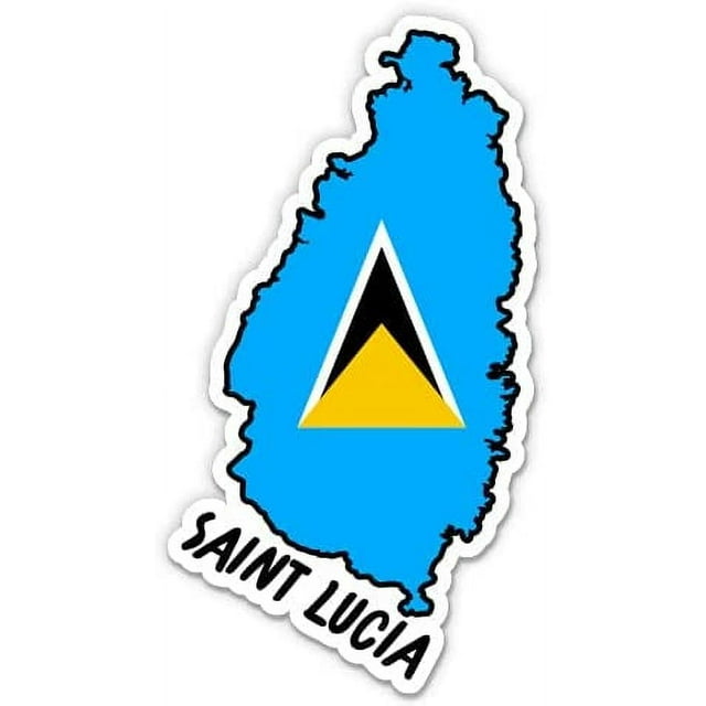 Saint Lucia Map with Flag - Vinyl Sticker for Car, Laptop, Notebook - 5