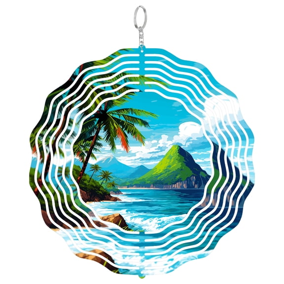 Saint Lucia Pitons 3D Wind Spinner Stainless Steel Kinetic Art Garden Decor Caribbean Nature Lover Gift