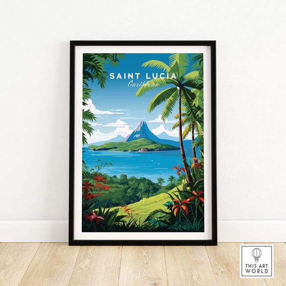 Saint Lucia Print Wall Art Print Travel Print Home Dcor Poster Gift Digital Illustration A