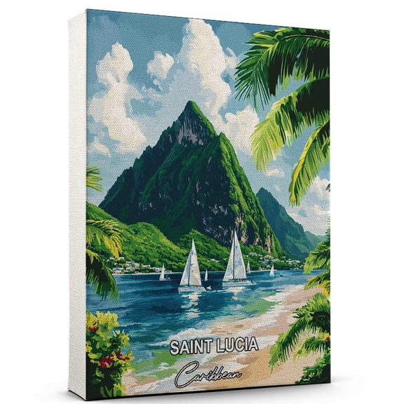 Saint Lucia Travel Canvas Wall Art  Caribbean Canvas  Travel-Inspired Scene That Brings Peace, Color, and Culture Into Your Space
