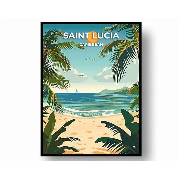 Saint Lucia Travel Poster Caribbean Print