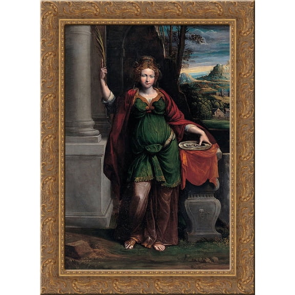 Saint Lucy 24x18 Gold Ornate Wood Framed Canvas Art by Benvenuto Tisi