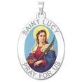 thumbnail image 1 of Saint Lucy Religious Medal Color - 3/4 Inch X 1 Inch -Solid 14K White Gold, 1 of 2