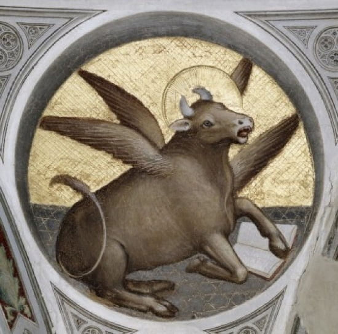 Saint Luke as an Ox Giusto di Giovanni Menabuoi (op 1363-d 1393 Italian) Fresco Baptistry of the Cathedral Padua Canvas Art - Giusto di Giovanni Menabuoi (24 x 36)