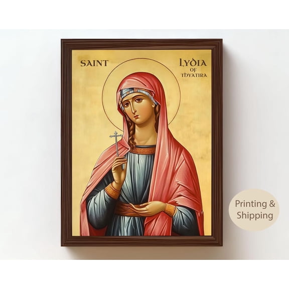 Saint Lydia Of Thyatira Icon Byzantine Orthodox Wall Art Christian Female Saint Faith Home Decor Unframed Paper Print