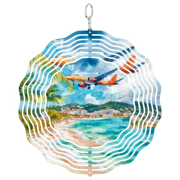 Saint Maarten Caribbean Island 3D Wind Spinner Stainless Steel Hanging Decor Tropical Beach Gift